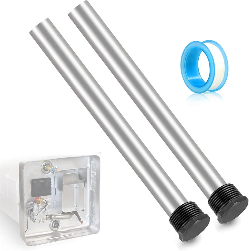 Persimcx 2 Pack RV Water Heater Anode Rod, 9.25" L x 3/4" NPT Threads Magnesium Anode Rods, Replacement Part for Suburban Hot Water Heater with Wrap Teflon Tape - Image 1